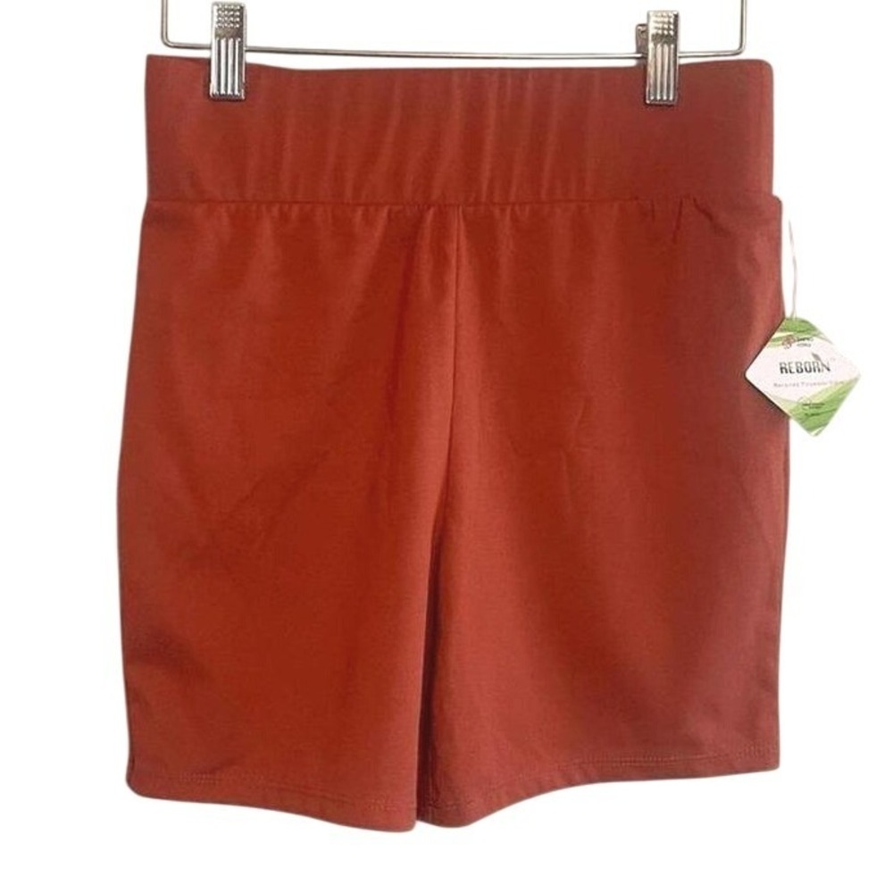 NWT CP Circular Path Womens High Waist Athletic Bike Shorts Orange Small